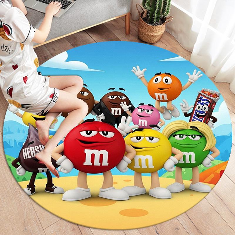 M&M's Round Area Rug,Carpet Rug for Living Room Bedroom Sofa Playroom Decor,Non-slip Floor Mat