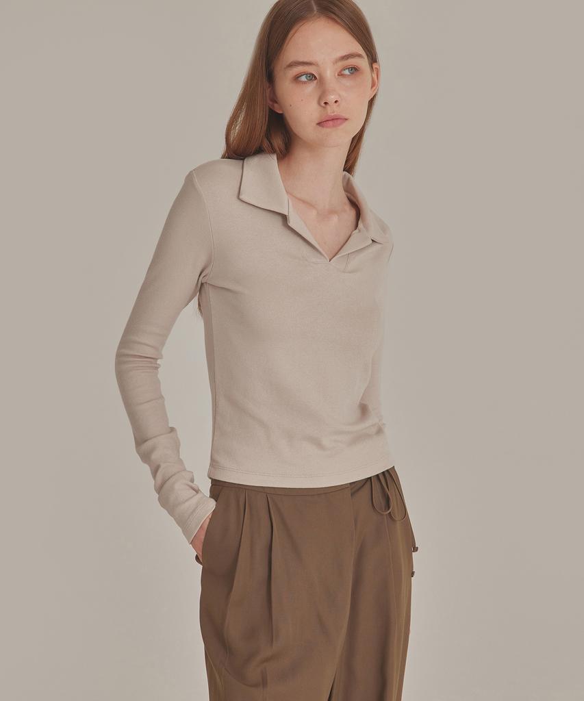 TOPGIRL Softie Long Sleeve Polo Top_T426Tp115