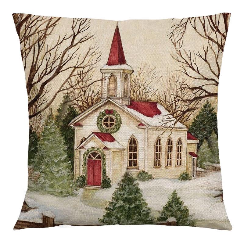 

Декоративная наволочка в стиле ретро, ​​Рождественская мультяшная подушка для гостиной, спальни 40x40cm