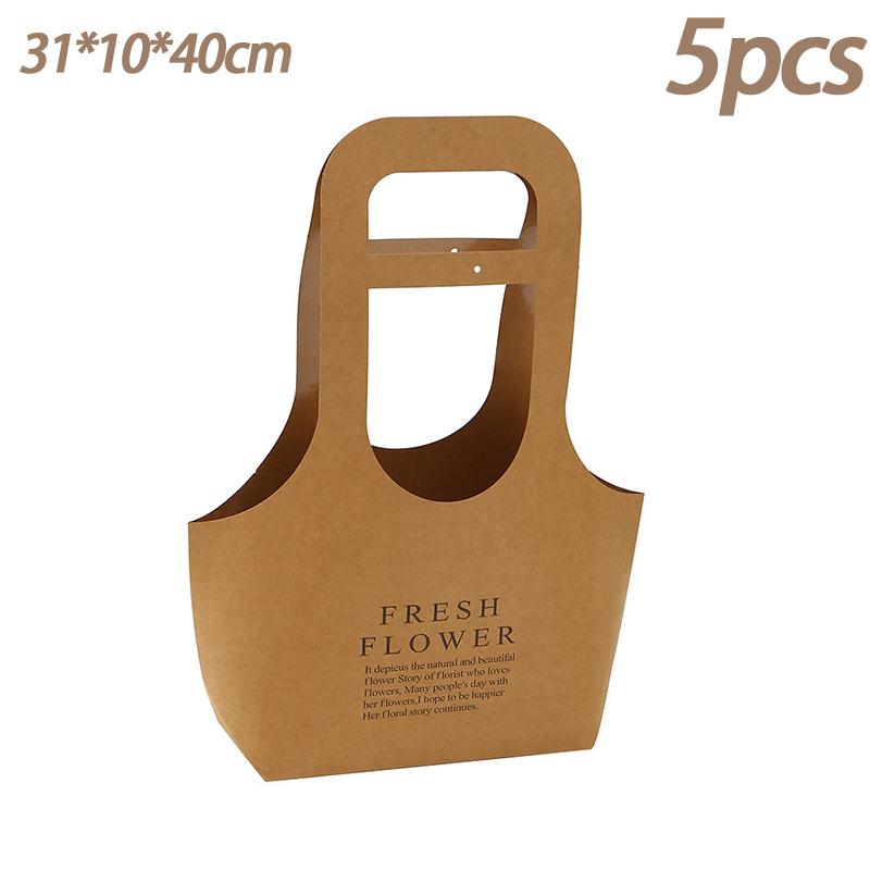 Foldable Waterproof Flower Bag Letter Box Kraft Paper Gift Bags 3Pcs Handbag