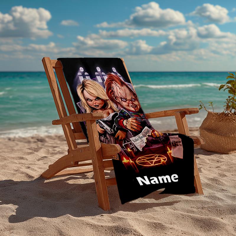 Individuelles ultraweiches Strandtuch mit Halloween-Horror-Thema, ideal für Pool - Camping, Tauchen - Perfekter Reisebegleiter, Lebendiges Strandtuch.