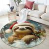 Christmas Sloth Pattern Round rug,Carpet Rug for Living Room Bedroom  Playroom ,Non-slip Floor Mat,Holiday Gifts and Birthday Gifts.