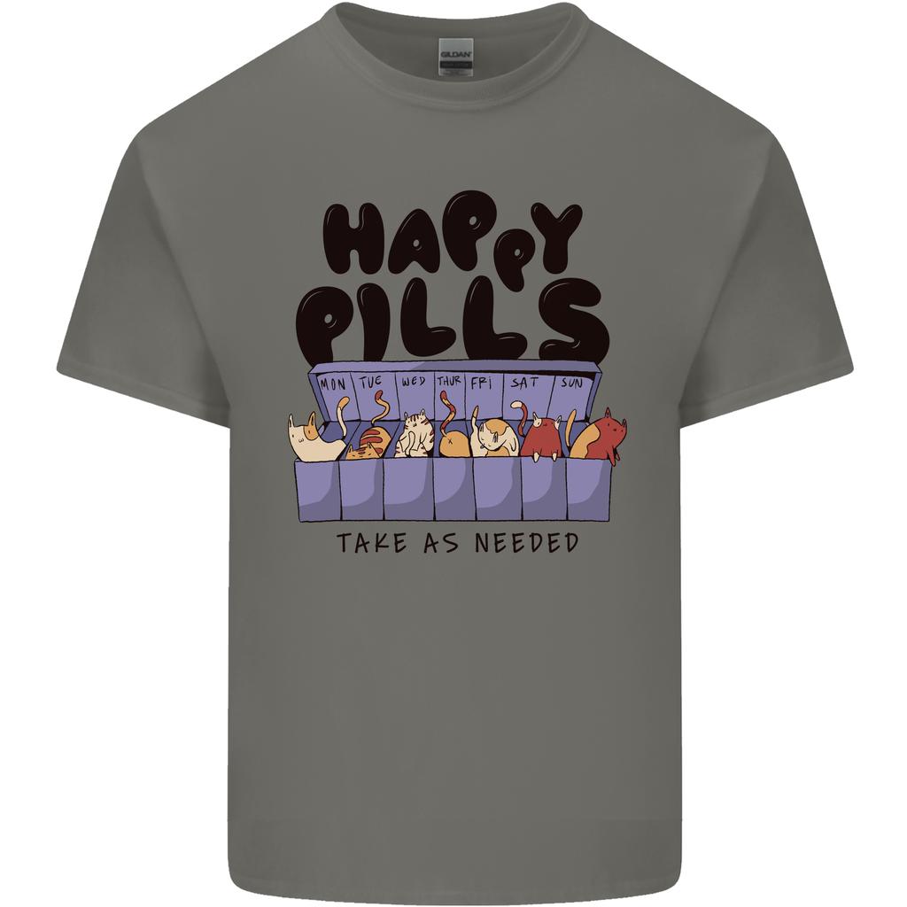 Cats Happy Pills Funny Feline Unisexs Light Cotton TShirt