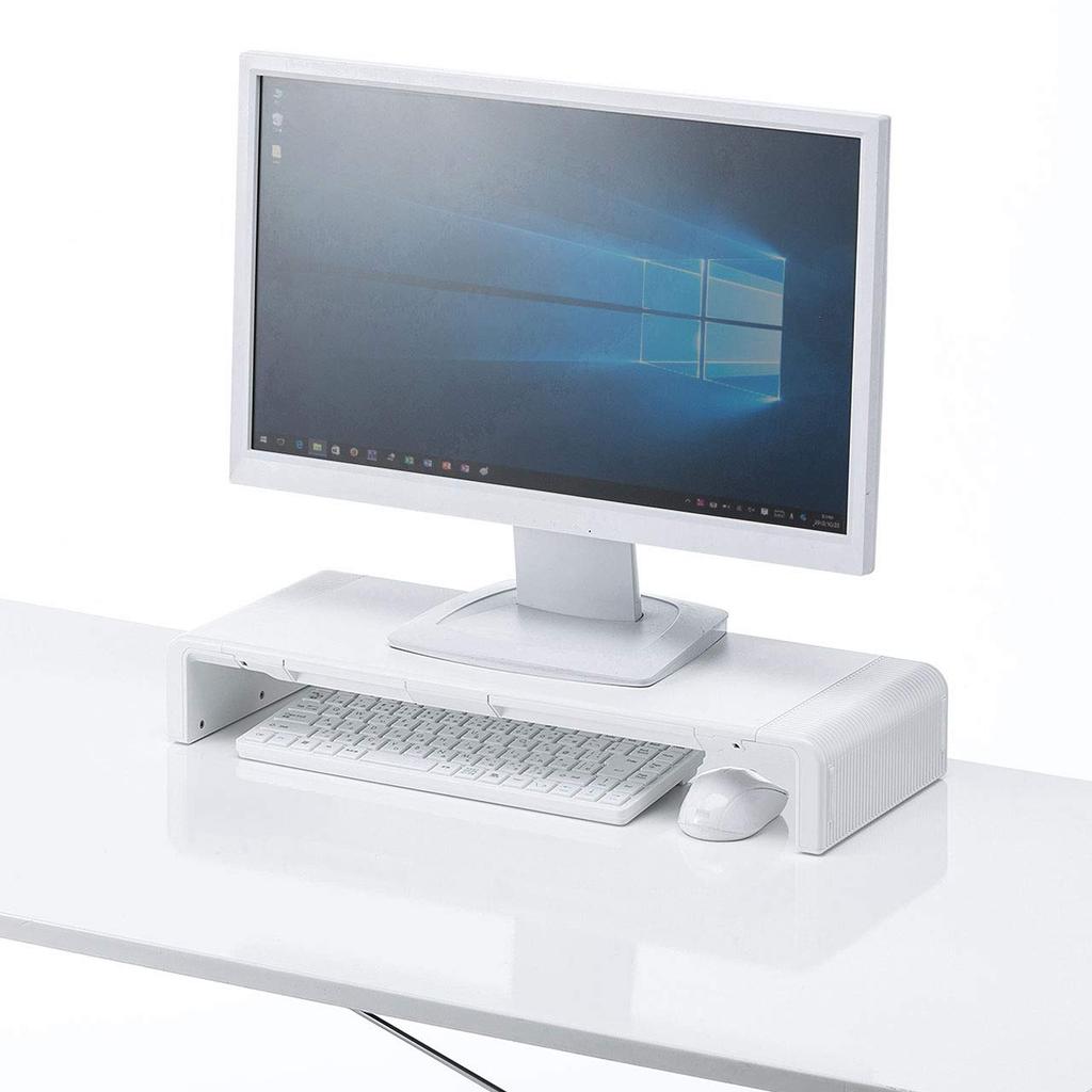 Sanwa Supply MR-LC804W Desk Rack, 3-Level Adjustable Width, White