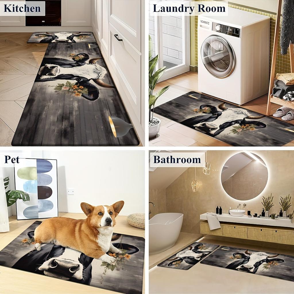 1Pcs Anti Fatigue Kitchen Rugs, Farmhouse  Print Waterproof Non-Slip Thick Cushioned Kitchen Mat Heavy Duty Comfort Standing Mat for Kitchen