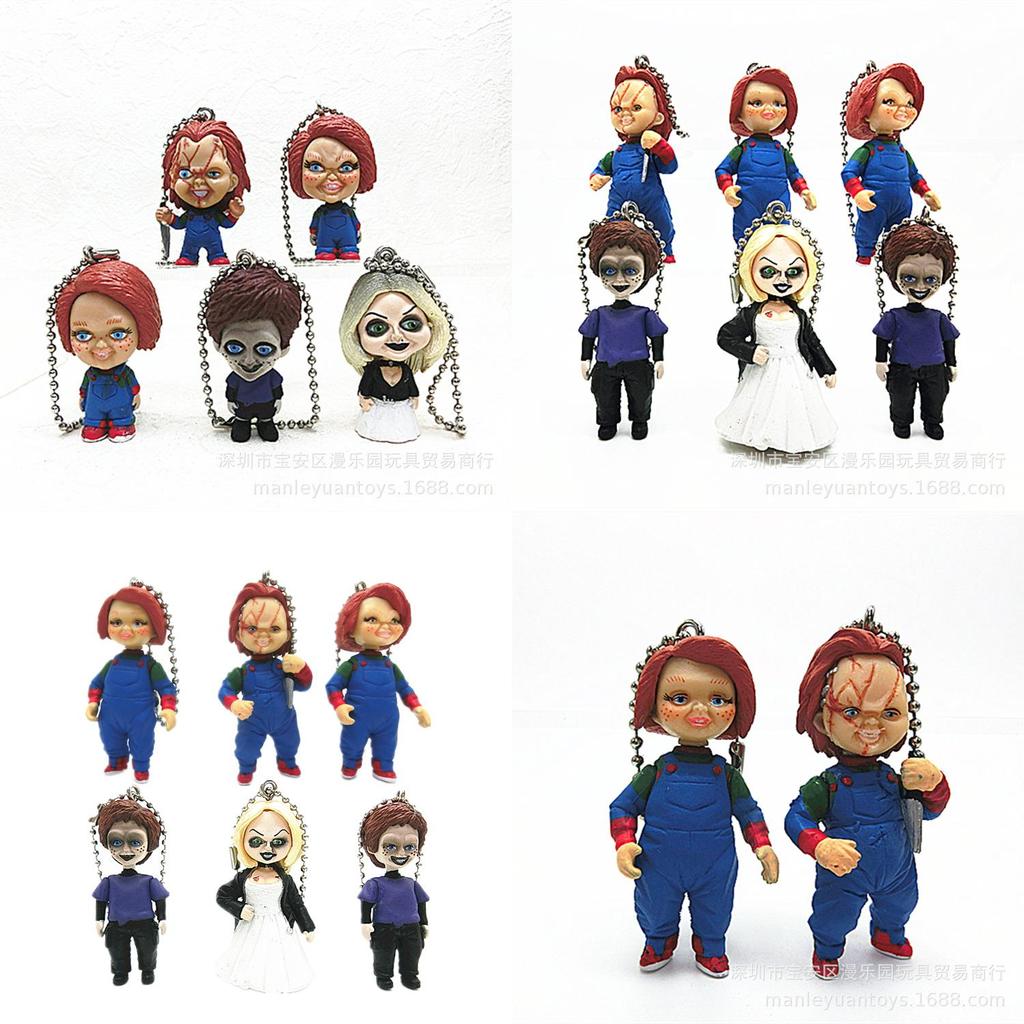 Chucky Bride Doll Toy Figure Keychain Pendant Decoration 5 Ghost Dolls With Bobbleheads 6cm Height