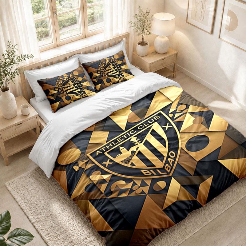 Bettwäsche-Set 1 Bettbezug 2 Kissenbezüge Athletic Bilbao Fußball-Print Schlafzimmer Heimdekoration