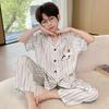 Boys Pajama Set Ice Silk 3-Piece Short Sleeve Lounge Wear Kids 8 Years Cartoon Print Lightweight Sleepwear