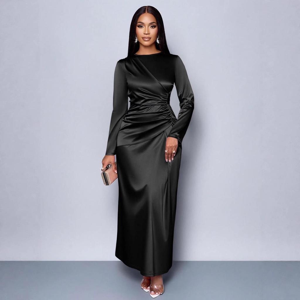 2025 Elegant Light Satin Evening Dress - European & American Style