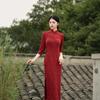Autumn & Winter Rust Red Slim Fit High-Slit Cheongsam