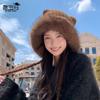 Autumn and winter warm ear protection knitted hat versatile thickened cold-proof plush bear ears wool hat female