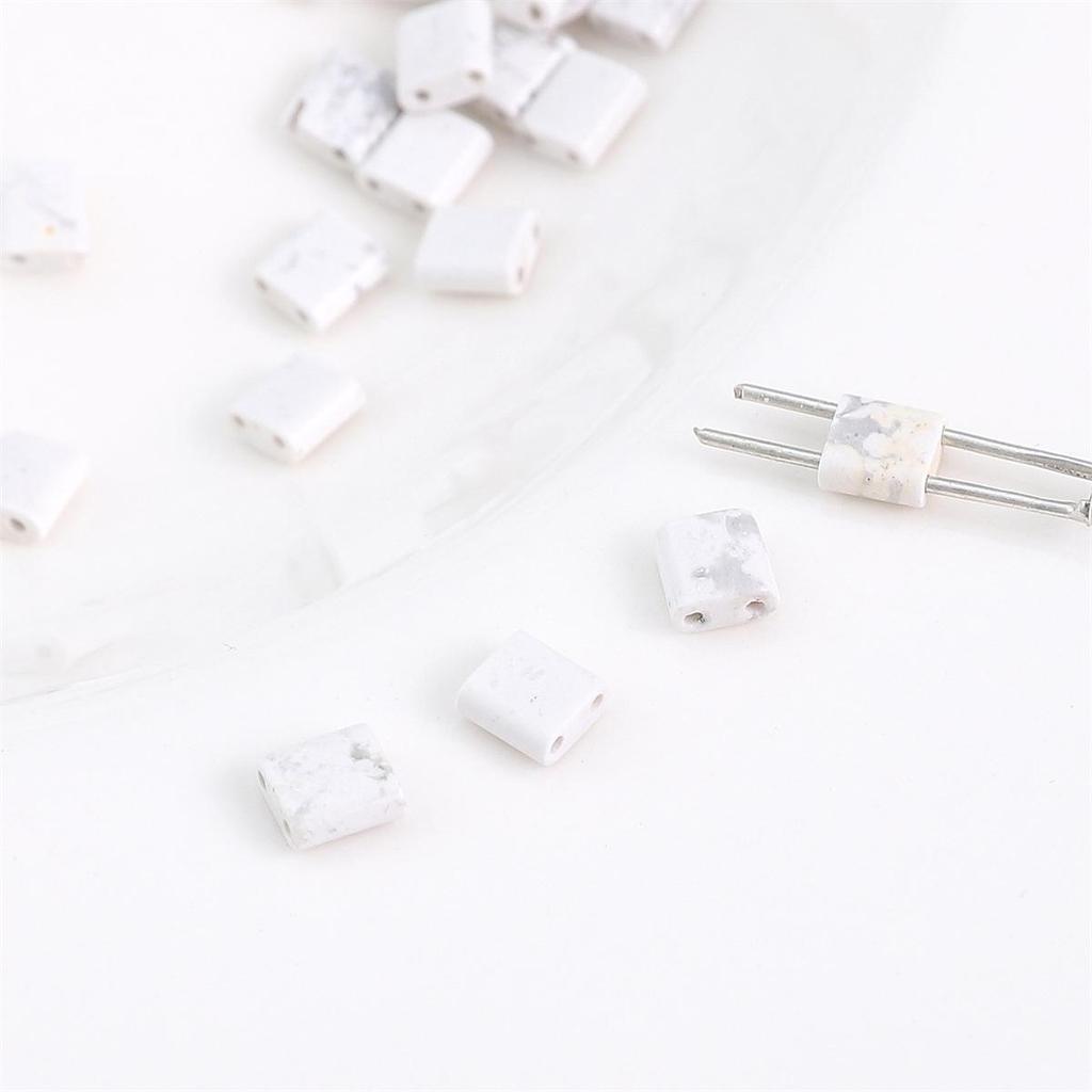 Black Hematite Emperor Stone Square Two-Hole Loose Beads for DIY Jewelry Making