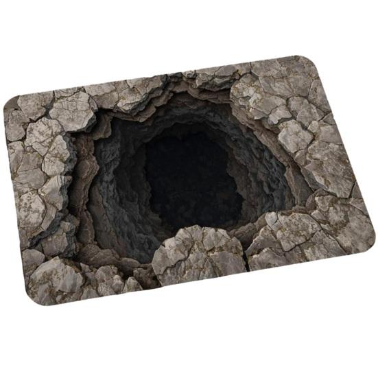 3D Optical Illusion Floor Mat Realistic Hole Door Mat for Living Room And Entry Area Non-Slip Soft Pet-Friendly Rug Interactive Visual Effect Carpet