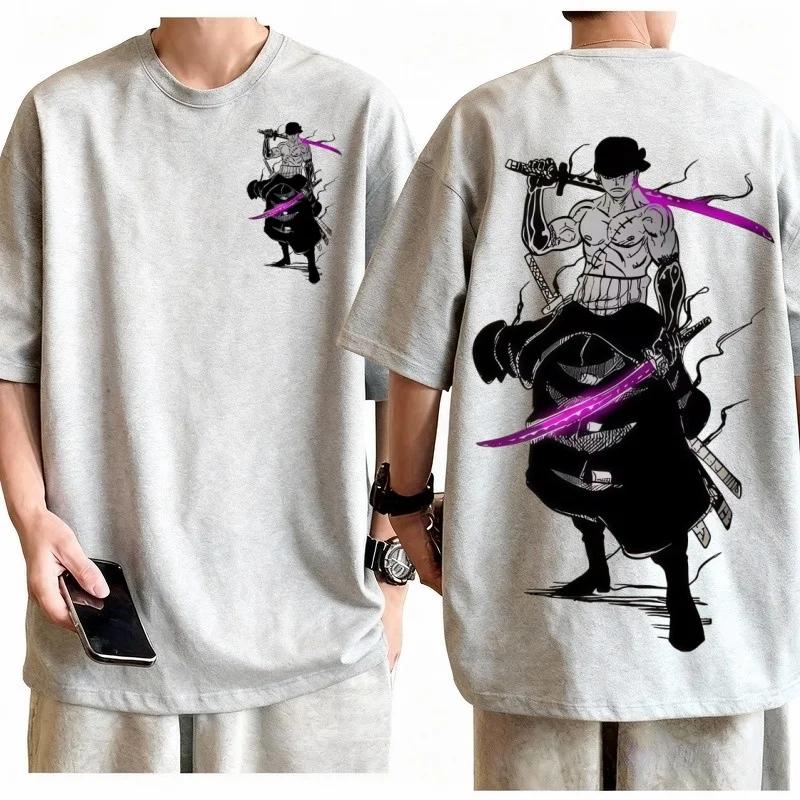 One Piece Roronoa Zoro Purple Blade T-shirt Men Women Cotton Anime Graphic Tee Regular Fit Short Sleeve Casual Daily Top