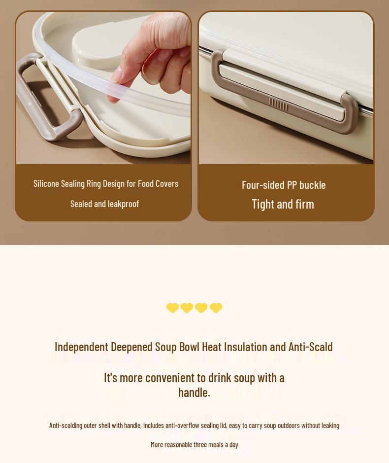 Microwave-Safe 304 Stainless Steel Lunch Box with Lid for Students