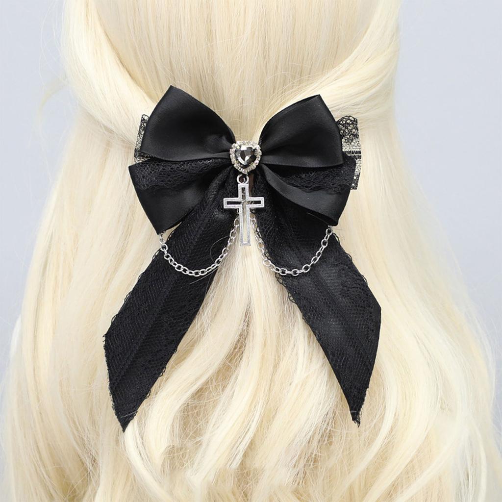 Ribbon Bowknot Hair Clip Side Clip Fashion Barrettes Women Ponytail Holder Female Hair Bows Masquerades Party Headpiece