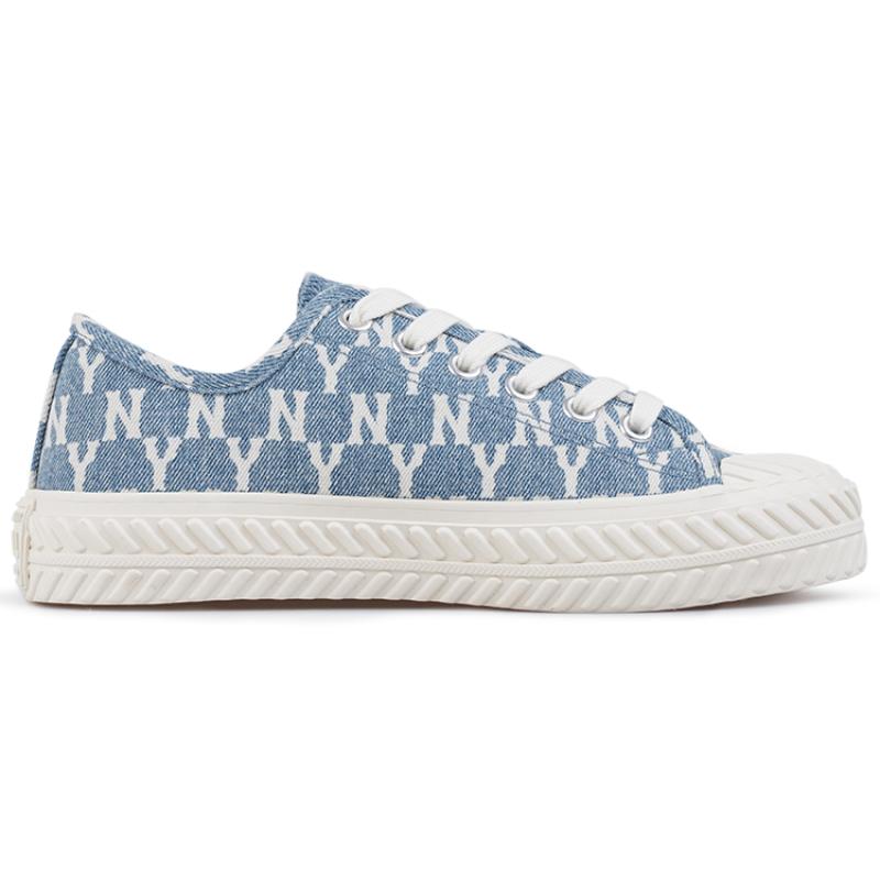 MLB Playball Anti-Slip Wear-Resistant Low-Top Canvas Shoes Unisex Blue White Sneakers 32SHPM111-50U