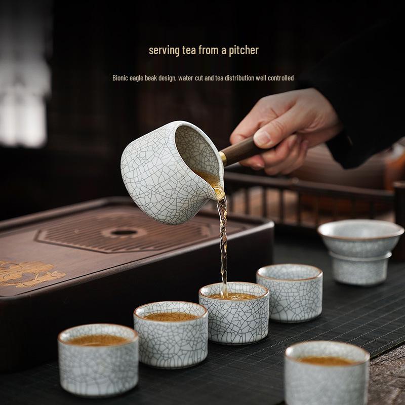 Luxury Ru Porcelain Tea Set - Elegant Kung Fu Cup & Teapot Set