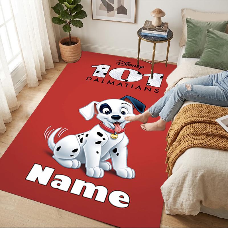 Personalized Name Dalmatian Pile Living Room Non-Slip Area Rug Soft Carpet for Bedroom Kids Playroom Sofa Office Home Decor Doormat