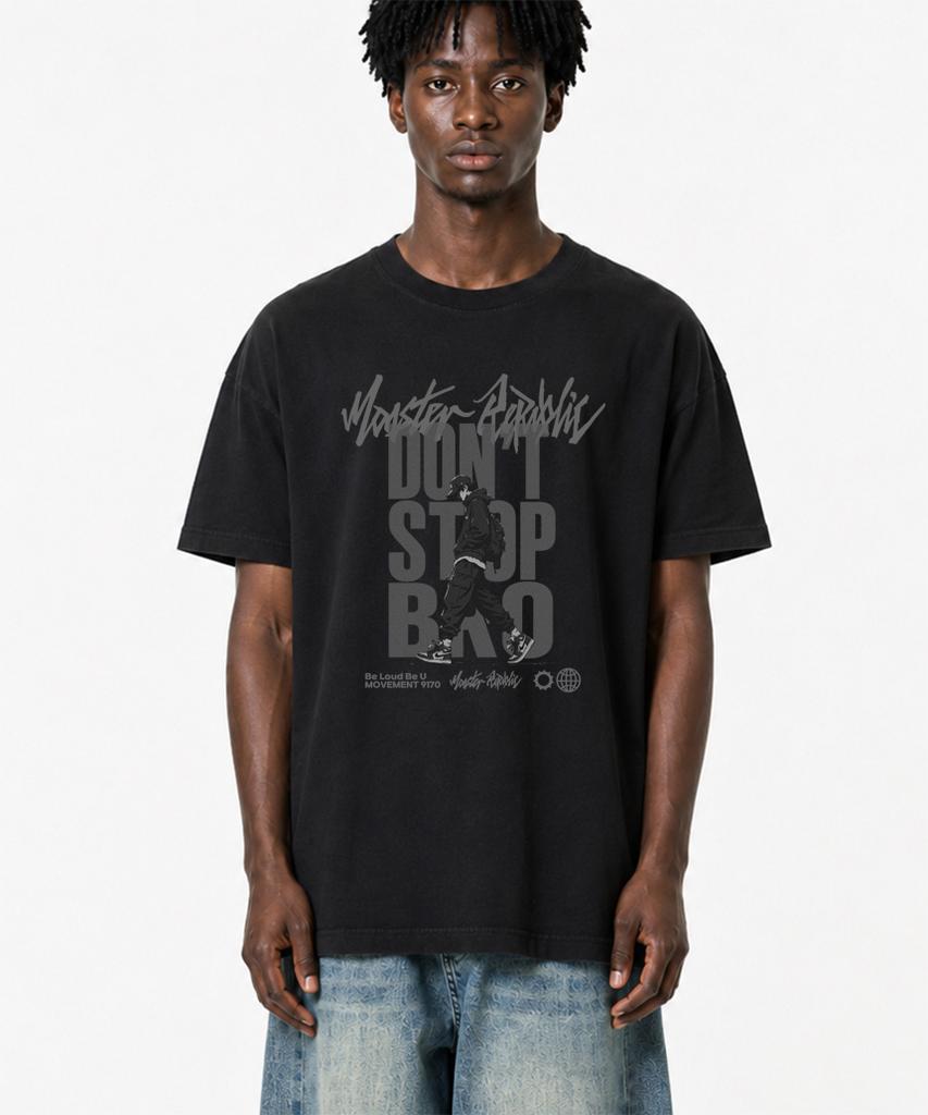 MONSTER REPUBLIC Don'T Stop Bro Gray T-Shirt Black_9170