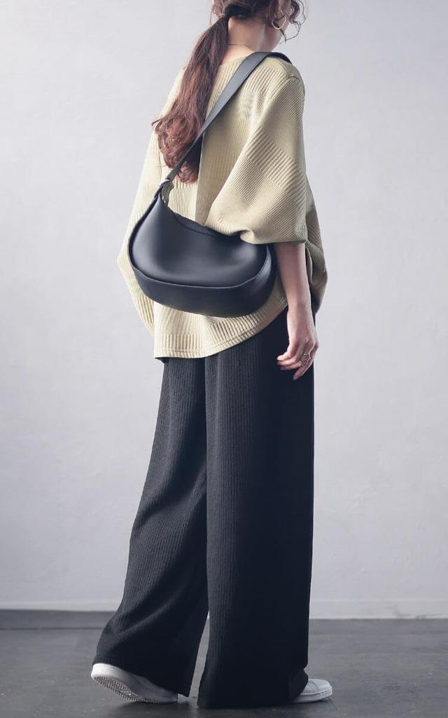 Gold Japan Plus Size Elastic Loungewear for Size Women's Pants, Long, Wide, Ribbed, Waist, Stretch, Fall/Winter, 5L, Black, plan-250055