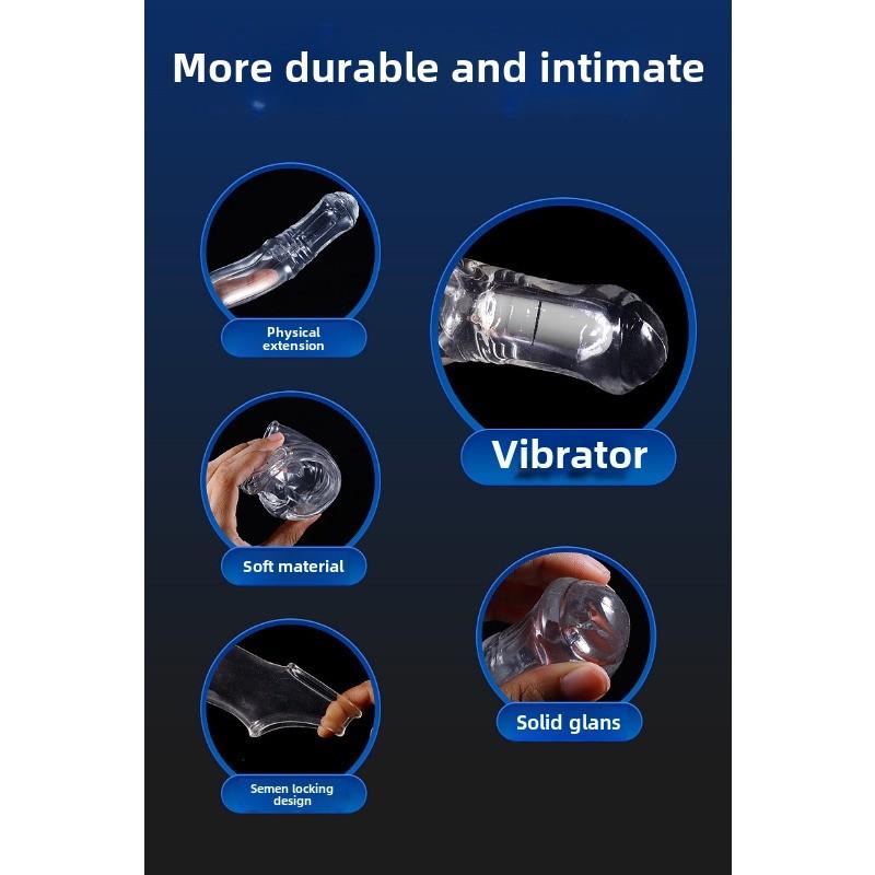 Wolf Tooth Condom Male Thickening and Lengthening Crystal Vibrating Penis Condom Erotic Adult Sex Toys