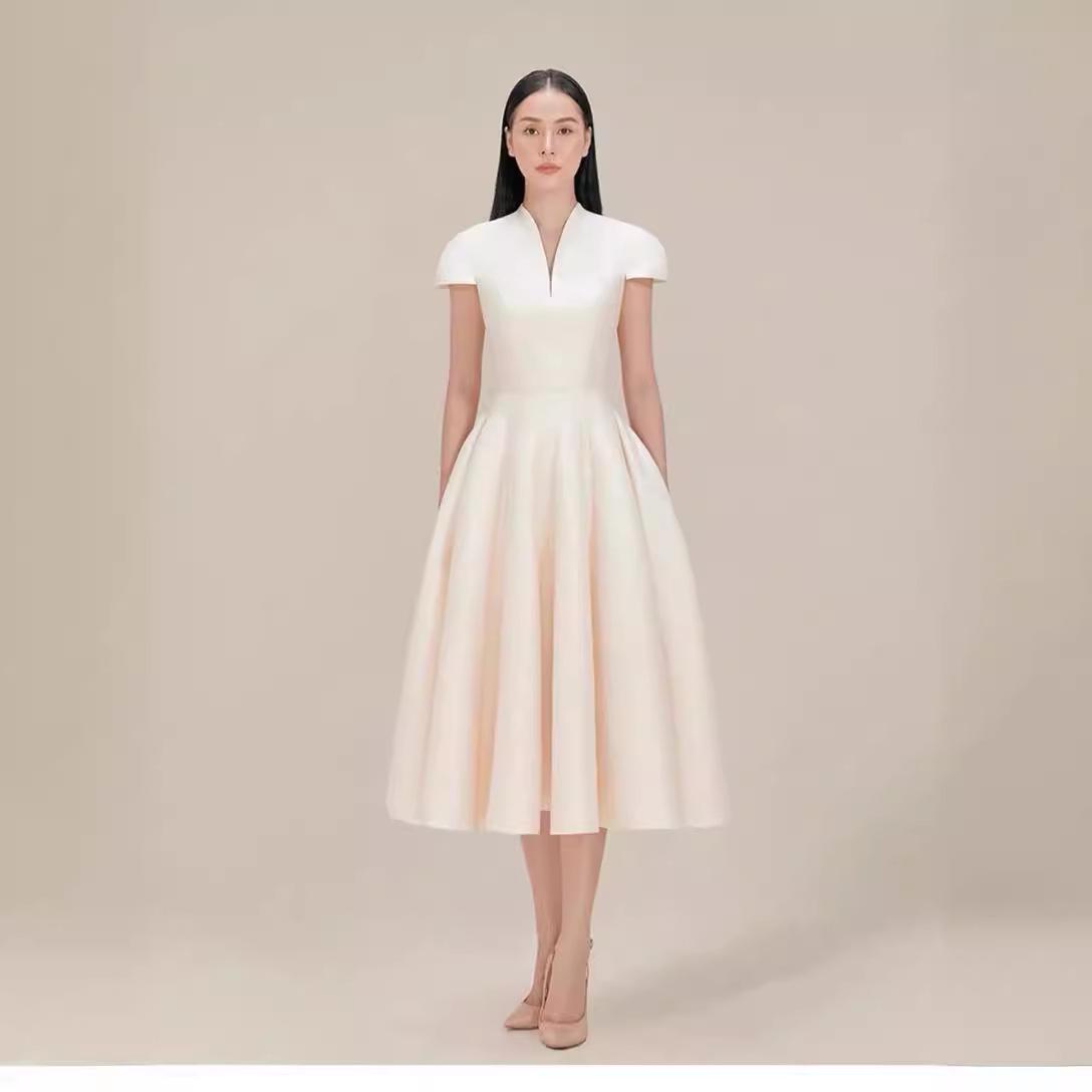 

Large Polka Dot Puffy Swing Dress 30341 XL абрикосовий