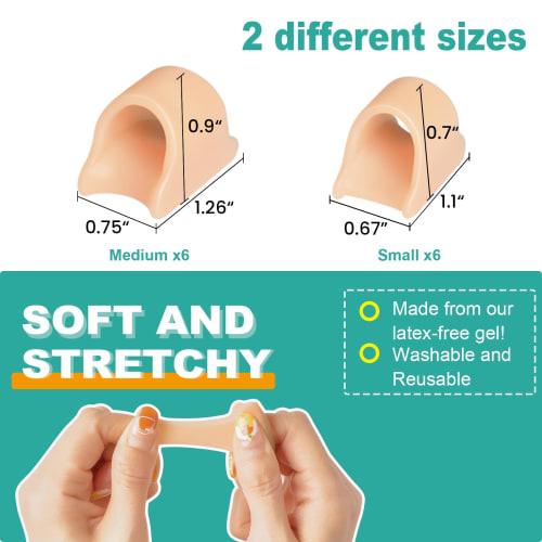 TASZOOS Hammer Toe Straightener Corrector - Toe Corrector (12 Pieces, Nude), Soft Gel Toe Splint Relief for Bunions, Hammer Toes, Curled Toes (2 Diffe