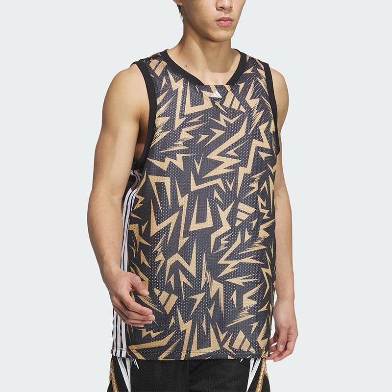 Adidas Reversible Basketball Tank Top With Contrast Print Men Tops Wheat-Brown JC6796