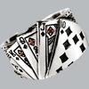 Hip Hop Fashion Exaggerated Cool Opening Ring Playing Card Crystal Rings for Men