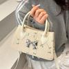 Handheld One-shoulder Small Square Bag for Women, Fresh and Beautiful Weaving 2025 Spring New Flower Lace Foreign Style Straw Woven Messenger