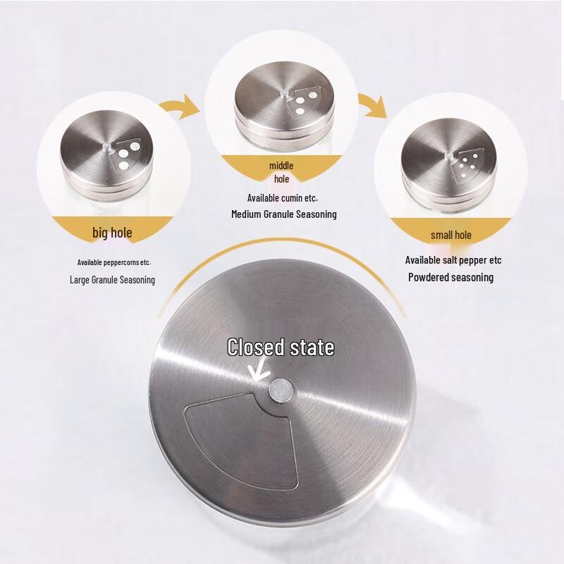 Baijie Glass Spice Shakers with Stainless Steel Lids, 4-Pack