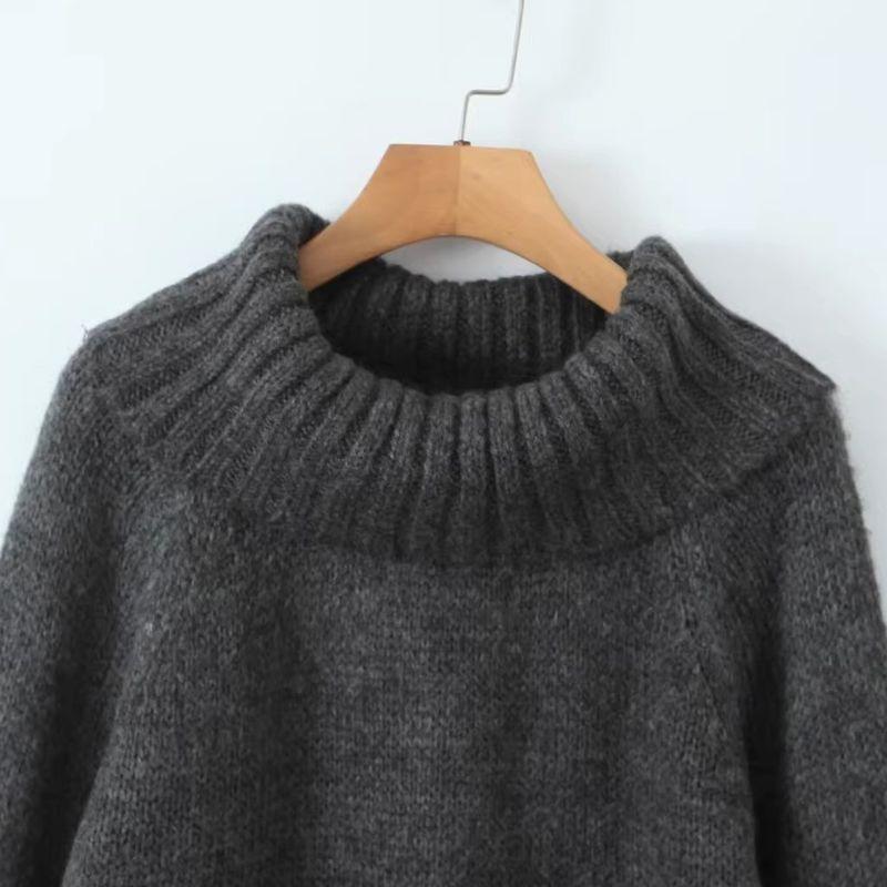 Jnleaog Autumn New Women's Clothing European, American and French Style Design Fashion off-Neck Pullover Sweater Small Top