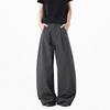 Old Money Style Black Plaid Pants Men's and Women's Autumn Trendy Brand Vertical Scimitar Wide-leg Pants Loose and Versatile Casual Floor Pants