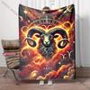 Mystery Aries Printed Blanket Super Soft Flannel Throw Blanket Lightweight Fluffy Plush Fuzzy Bed Blankets for Home Bedding Sofa