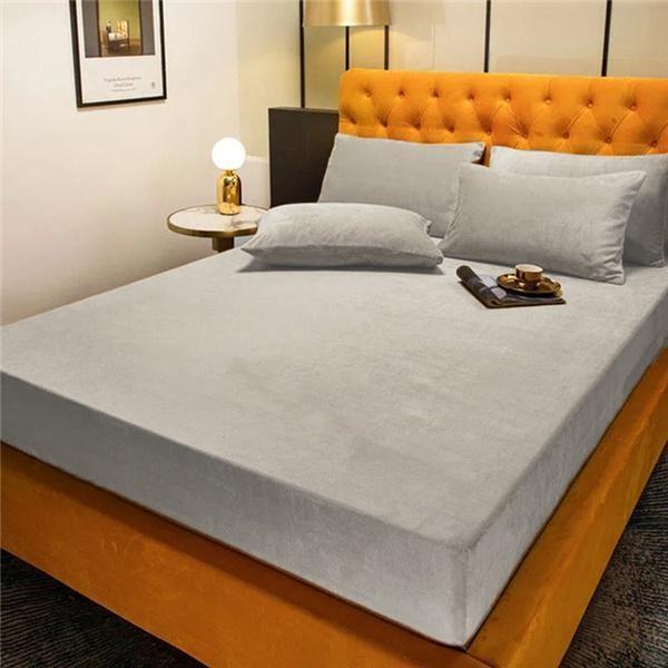 2024 Warm and Thick Elastic Fitted Sheets Adjustable Flannel Winter Mattress Cover Velvet Bed Linens Super Soft King Queen 180/200 Multi Sizes