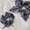 Gray Bow Square Large Hair Tie - Women's Ponytail Hair Accessory, Gentle on Hair
