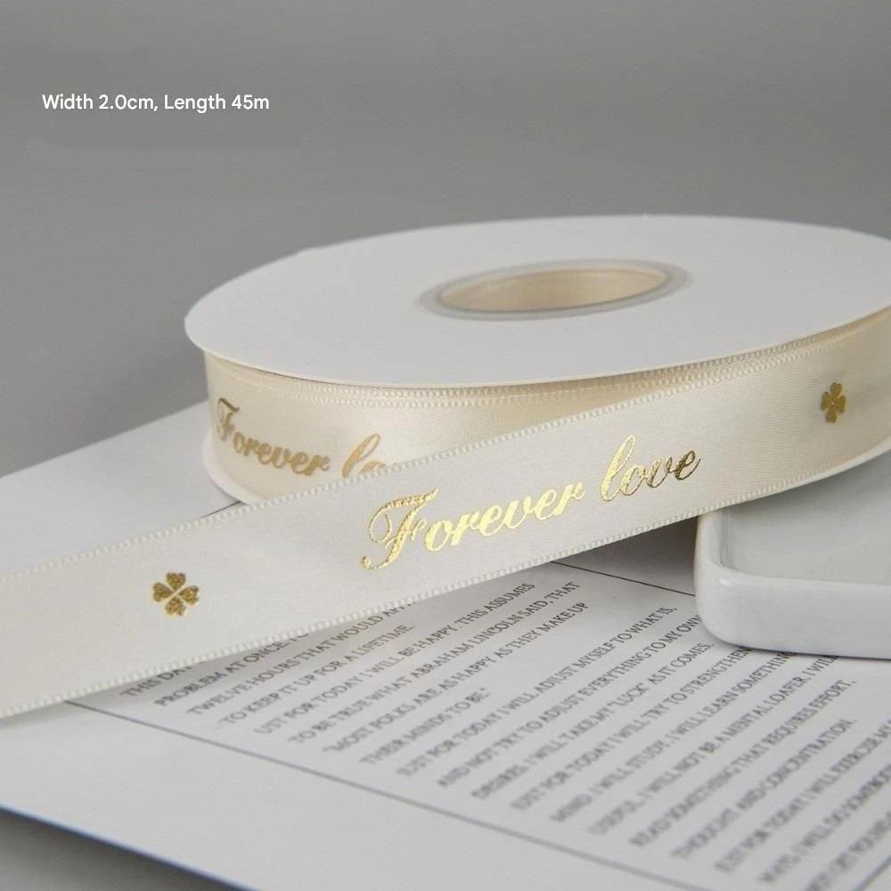 Foil-stamped Atterns Gold Ribbon Polyester Silk Ribbon Gift Wrapping Satin Ribbon Birthday Party