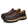 Fashion Mens Leather Shoes Slip On Casual Shoes Wear Resistant Anti Skid Round Toe Loafers Thick Bottom Dress Footwear All Season Soft S