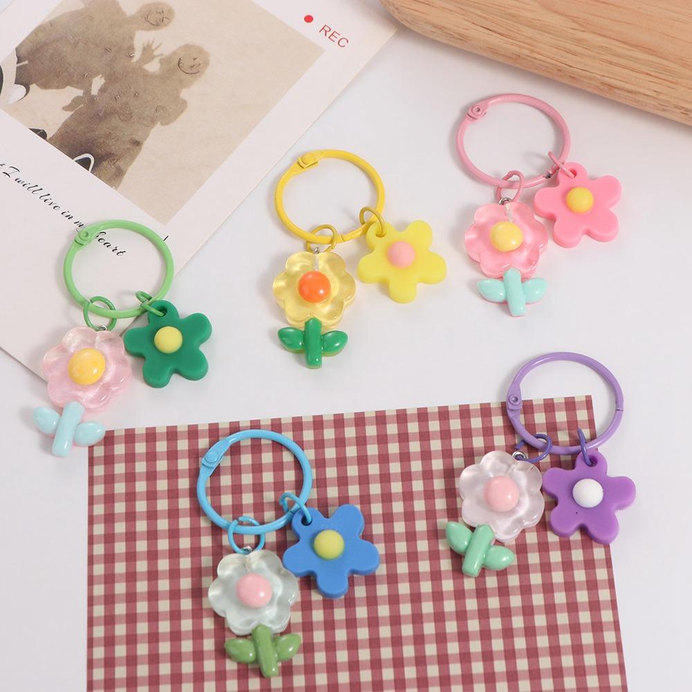Colorful Acrylic Flower Key Chain Ins Bag Pendant Accessories Gifts Car Pendant Key Ring  Women