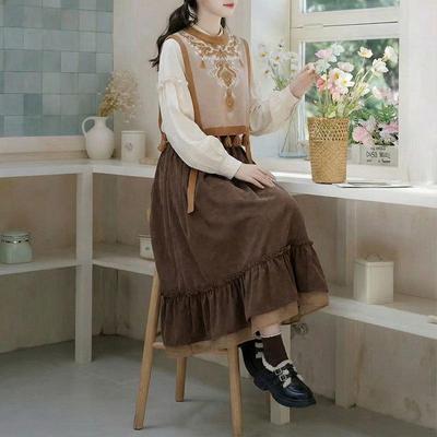 2025 Herbst/Winter Retro Chinesischer Stil Rock und Weste Set