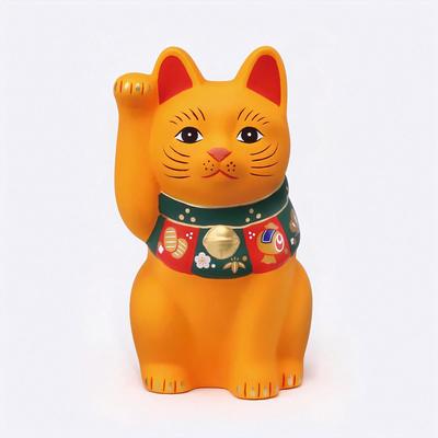 Yakushi Kiln Lucky Cat Good Luck Good Luck (Yellow/Small) (with Sticker)