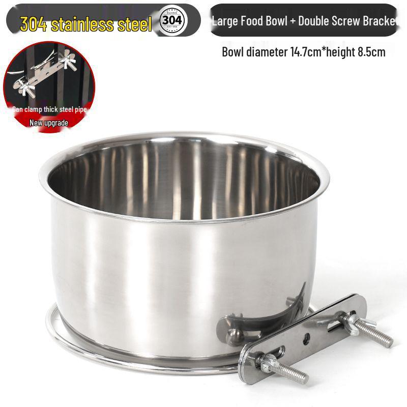 304 Stainless Steel Anti-Spill Hanging Pet Food Bowl for Cages