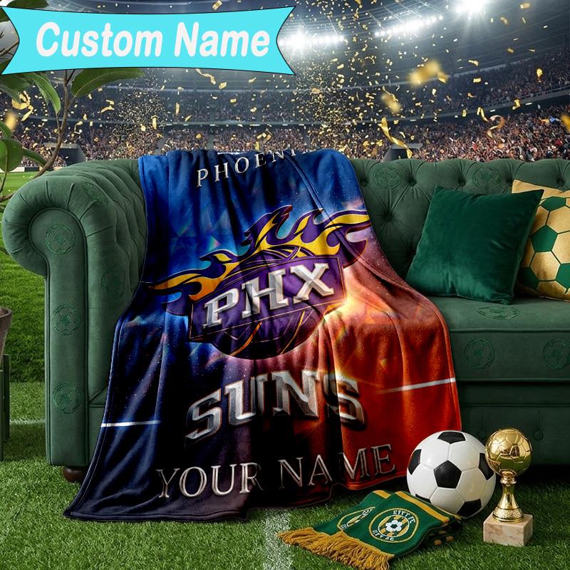 Custom Name Blanket Suns Basketball Artwork Blanket Bedding Blanket for Travel, Camping, Living Rooms, Offices, Sofas, Fan Christmas gift