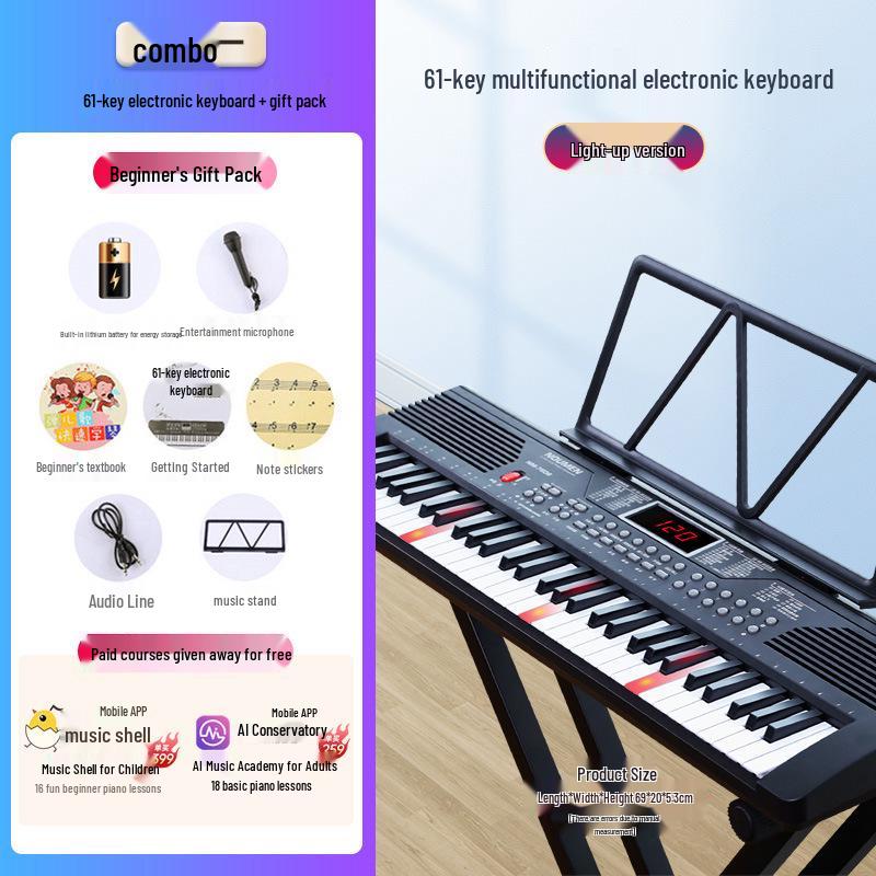 Beiduo Chen 61-Key Multifunctional Keyboard for Beginners, Adults & Children