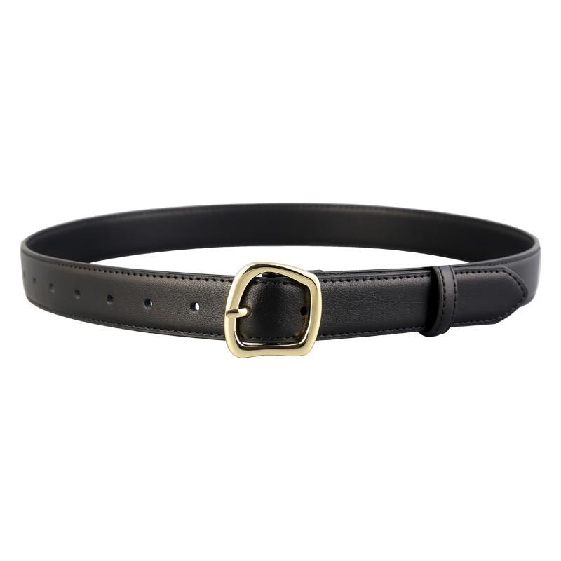 Two Layer Leather Womens Belt With Pin Closure Stylish Casual And Office Accessory чёрный