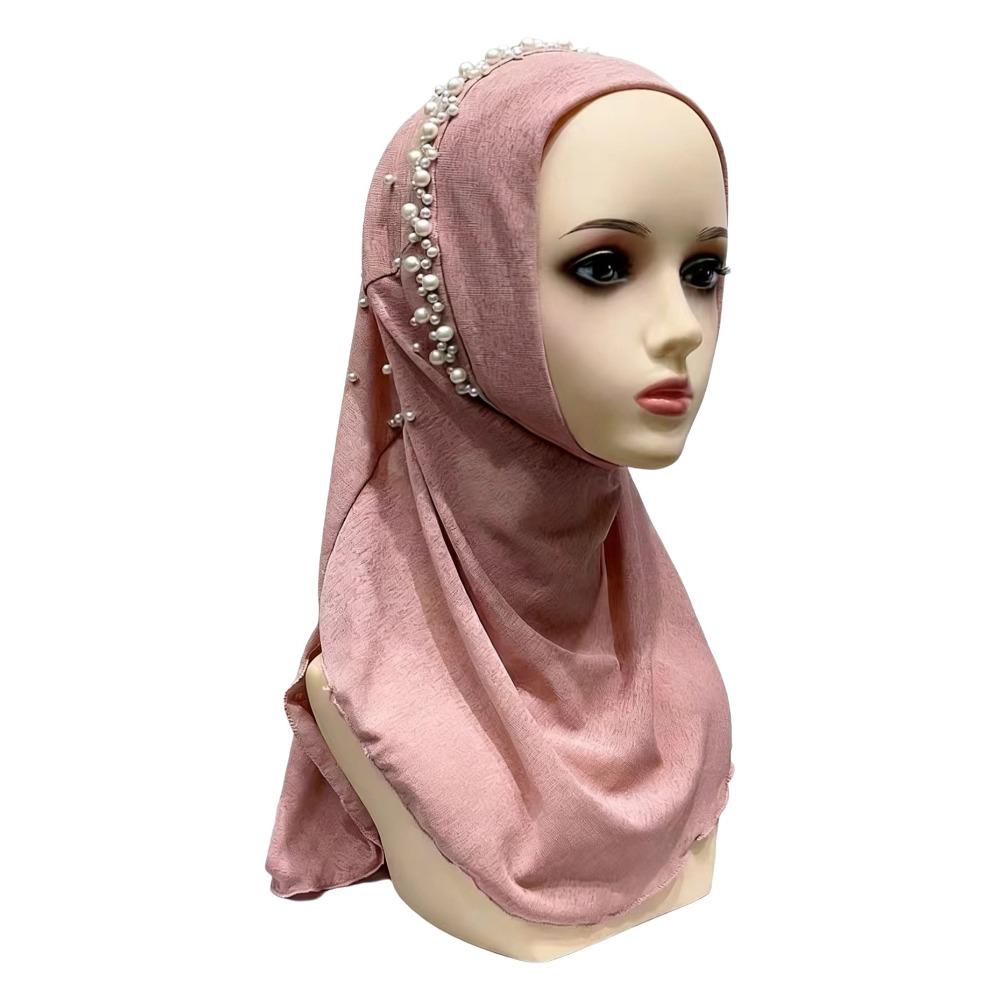 Elastic Fit Women Turban Cap Pull On Pull On Head Wrap Gift Idea Beaded Hijab Scarf  Muslim Women