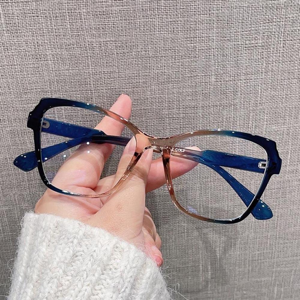 Elegant Women Luxury Brand Computer Glasses Gradient Irregular Big Frame Reading Glasses Anti Blue Light Prescription Eyeglasses