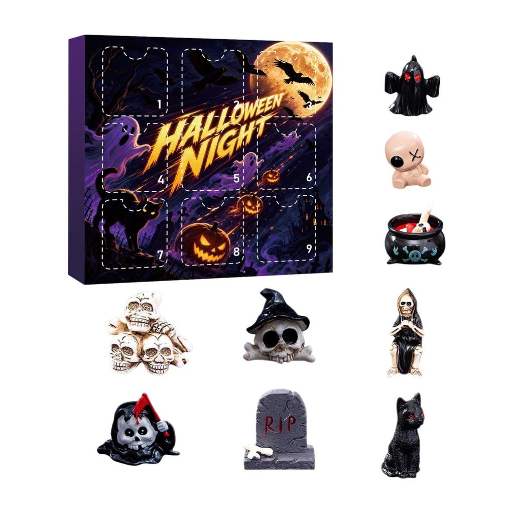 Halloween Countdown Calendar 9 Days 3D Resin Figurine