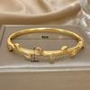 Freetry Exquisite Zircon Golden Plated Bracelet Bangle for Women Luxury Hollow Out Heart Spring Bangle Female Jewelry Gift